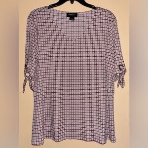 Liz Claiborne Women’s Geometric Print Short Sleeve Blouse Top Size XL